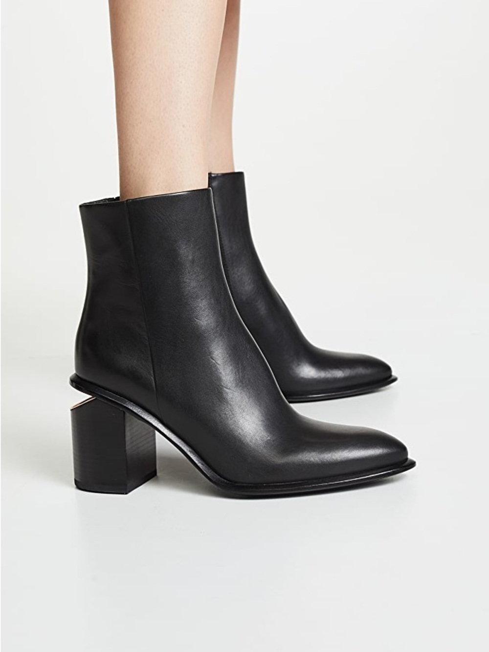 Alexander Wang Notched Heel Anna Ankle Boots Rose Gold Leather Size 39 (US 8)
